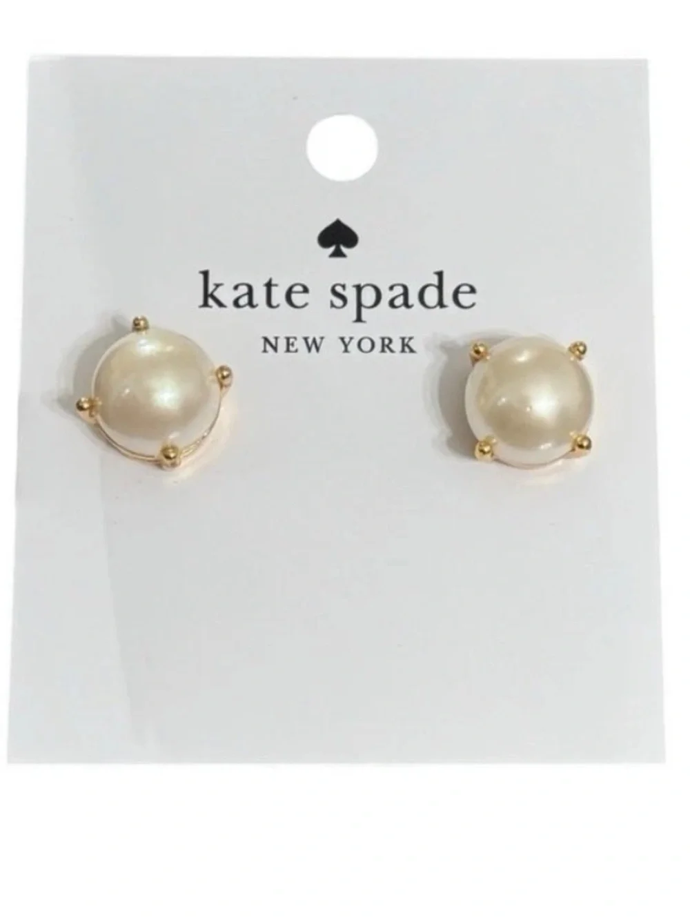 Kate Spade Pearl Gumdrop Studs in Cream / Gold (MSRP $59) NWT